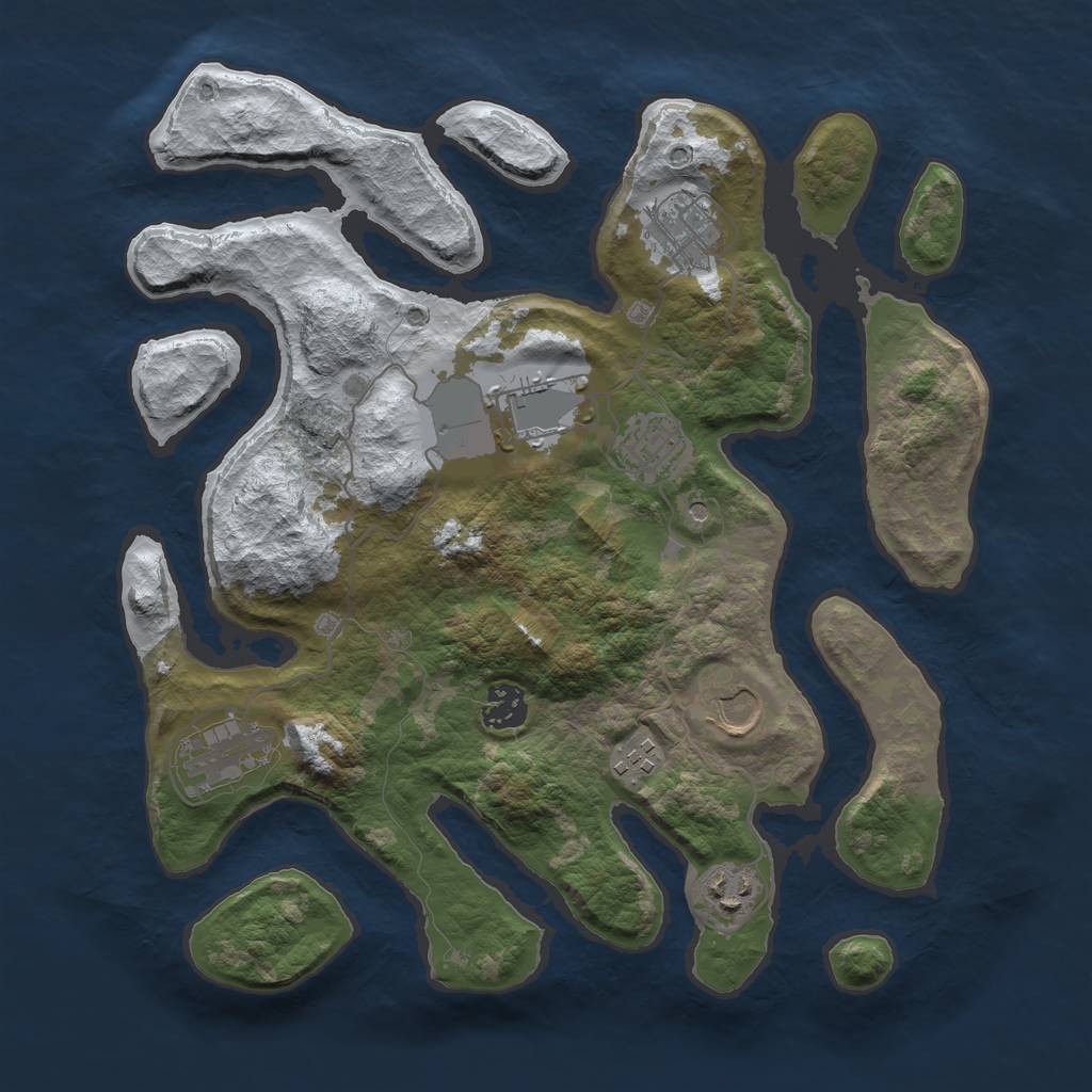 Rust Map: Barren, Size: 3500, Seed: 5183792, 11 Monuments