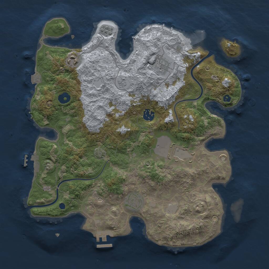 Rust Map: Procedural Map, Size: 3500, Seed: 5199042, 12 Monuments