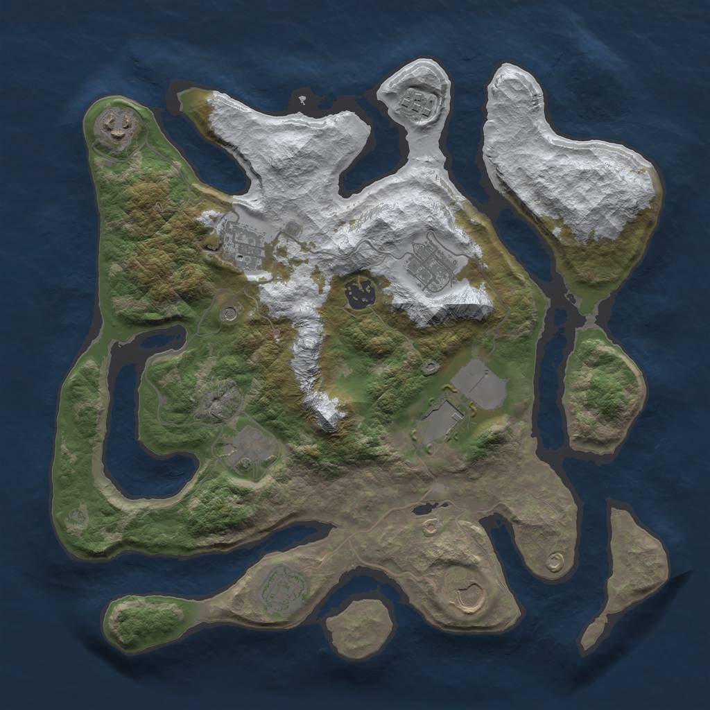 Rust Map: Barren, Size: 3500, Seed: 3182017, 12 Monuments