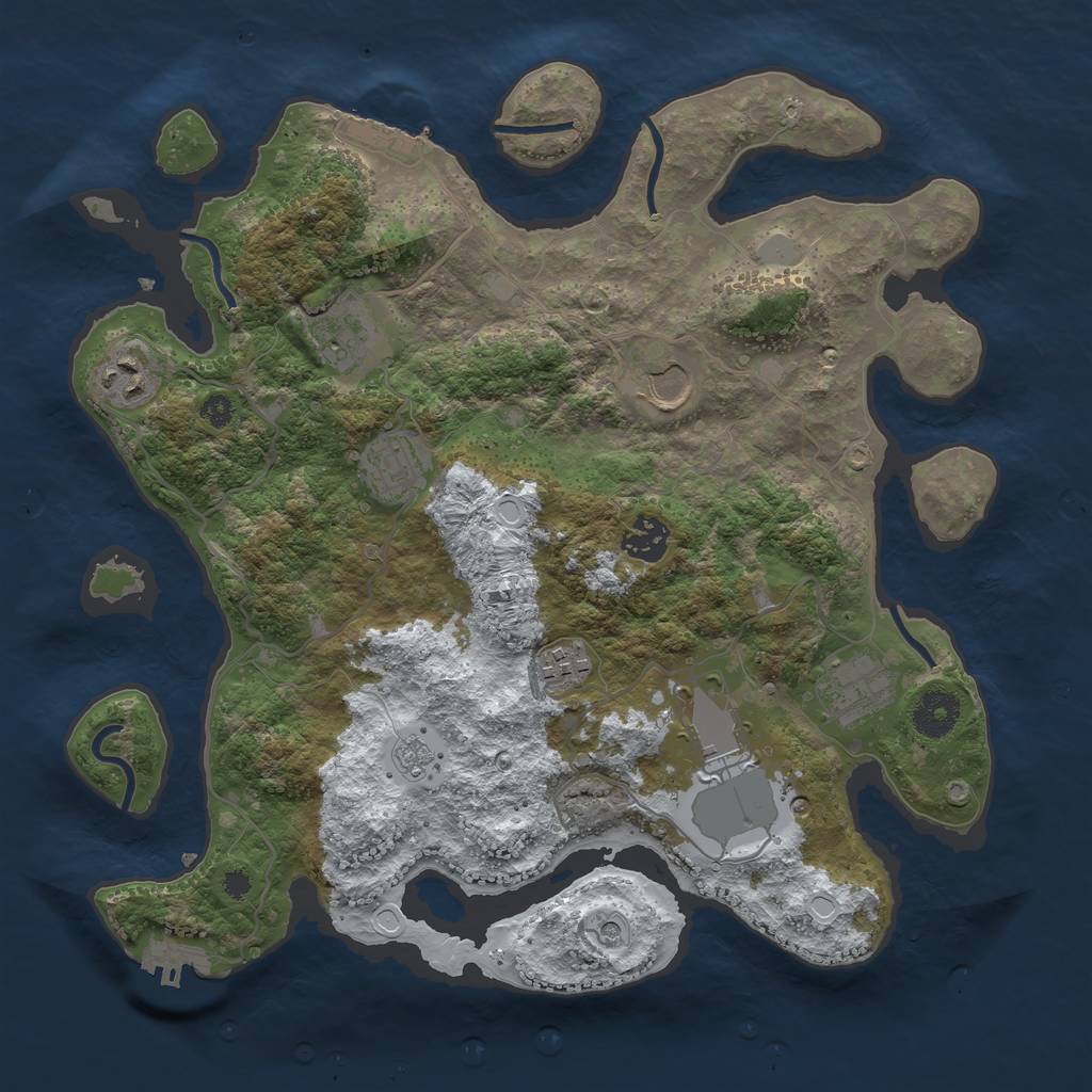 Rust Map: Procedural Map, Size: 3500, Seed: 5211684, 17 Monuments