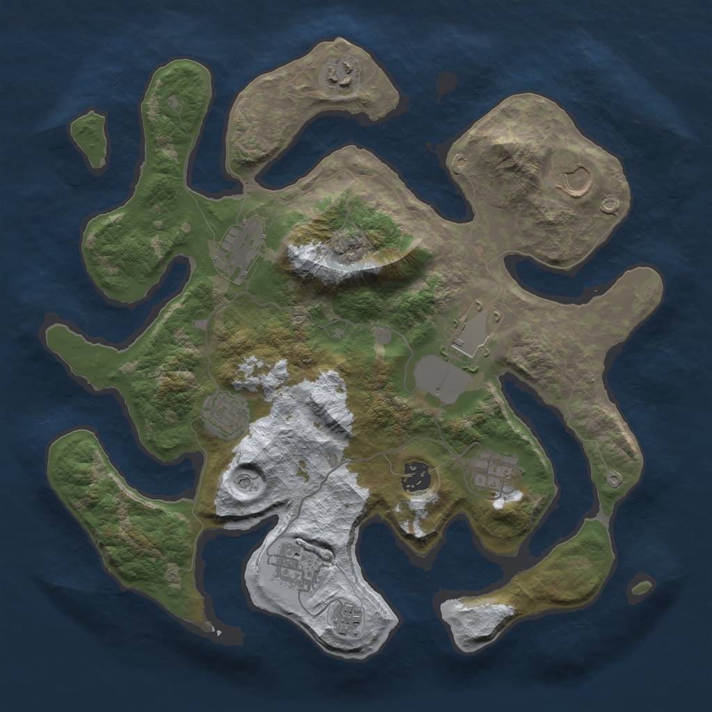 Rust Map: Barren, Size: 3500, Seed: 4017355, 12 Monuments
