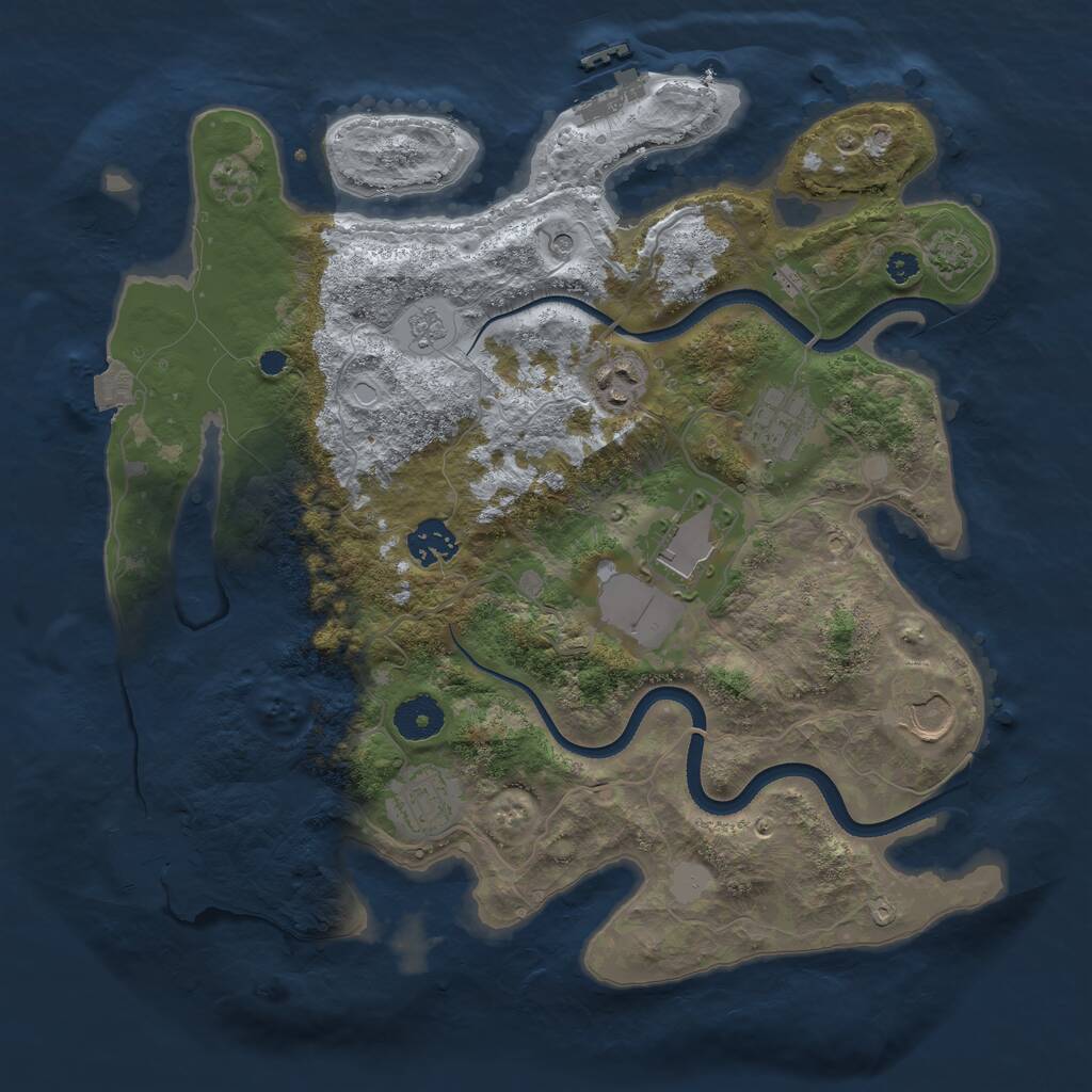 Rust Map: Procedural Map, Size: 3500, Seed: 534672, 12 Monuments