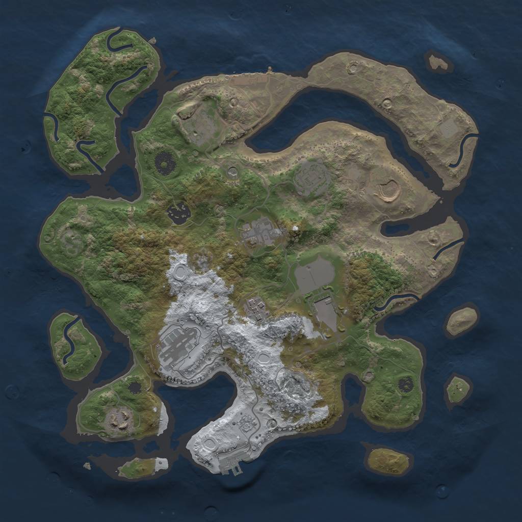 Rust Map: Procedural Map, Size: 3500, Seed: 1058042, 18 Monuments