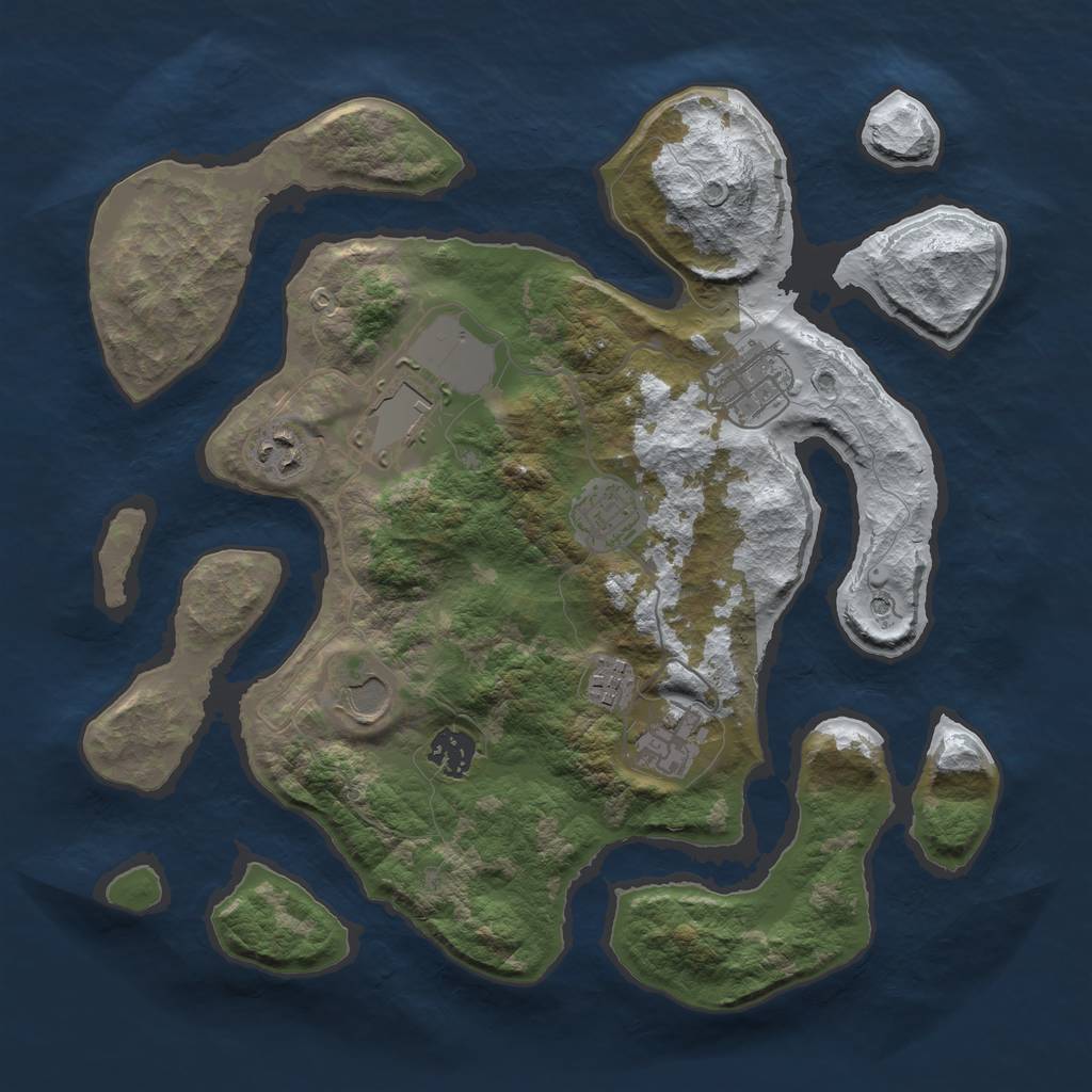 Rust Map: Barren, Size: 3500, Seed: 5872849, 11 Monuments