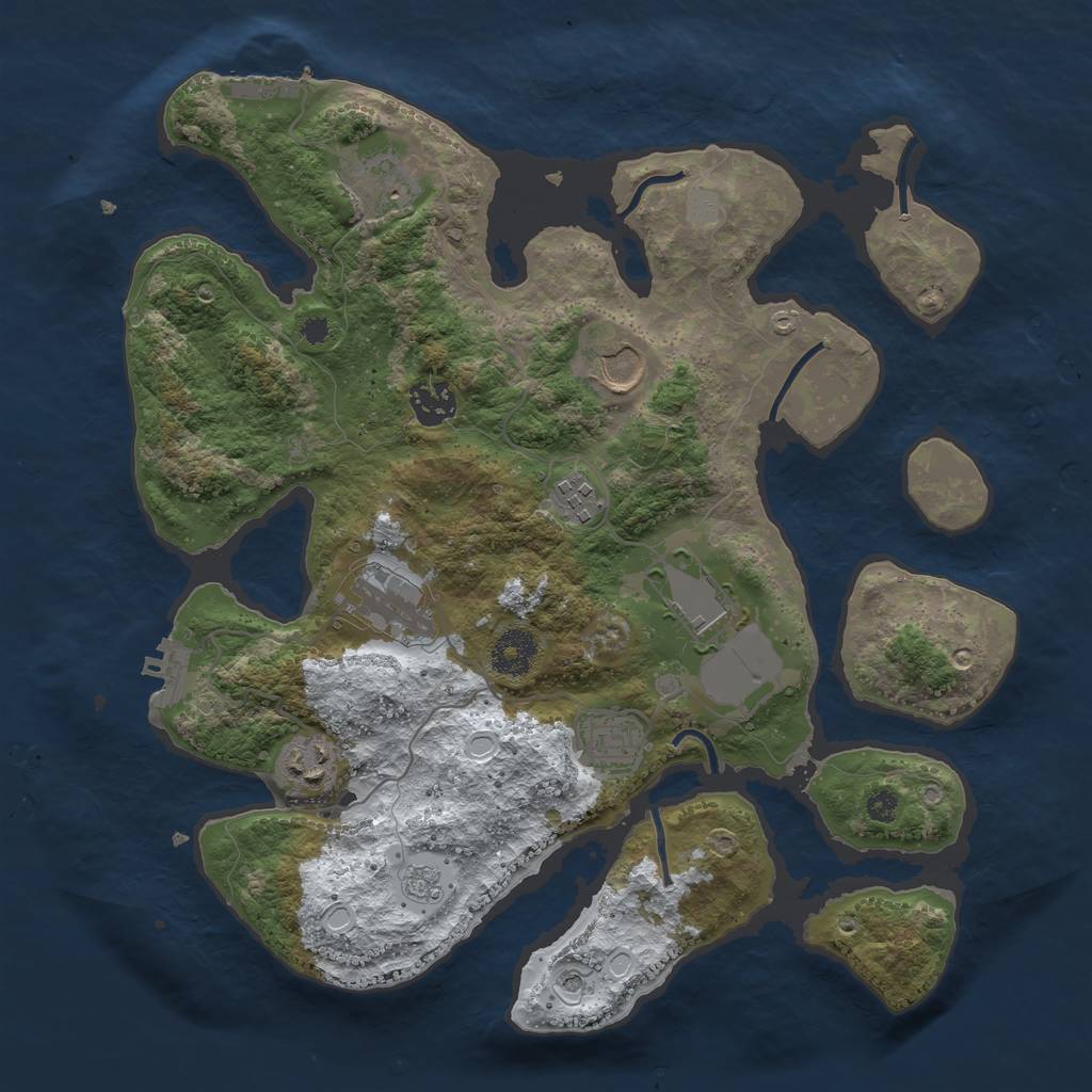 Rust Map: Procedural Map, Size: 3500, Seed: 2220395, 17 Monuments