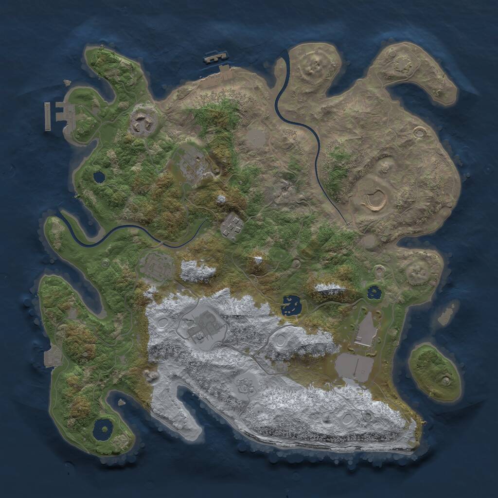 Rust Map: Procedural Map, Size: 3500, Seed: 2474962, 13 Monuments
