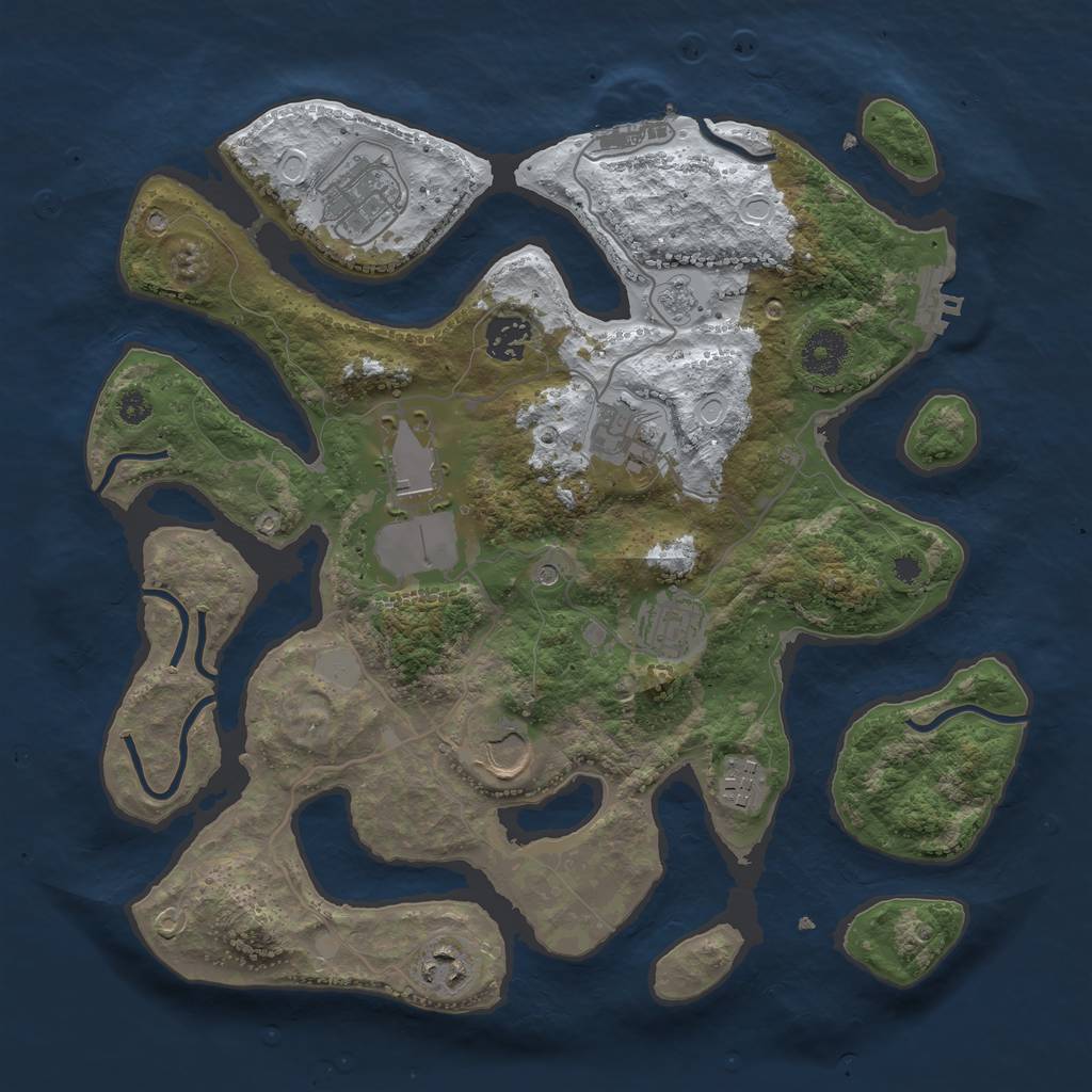 Rust Map: Procedural Map, Size: 3500, Seed: 3690567, 17 Monuments