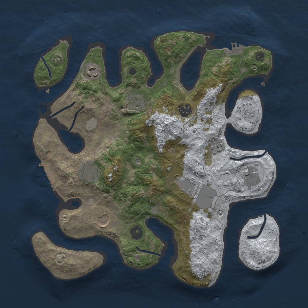 Rust Map: Procedural Map, Size: 3500, Seed: 4610358, 17 Monuments