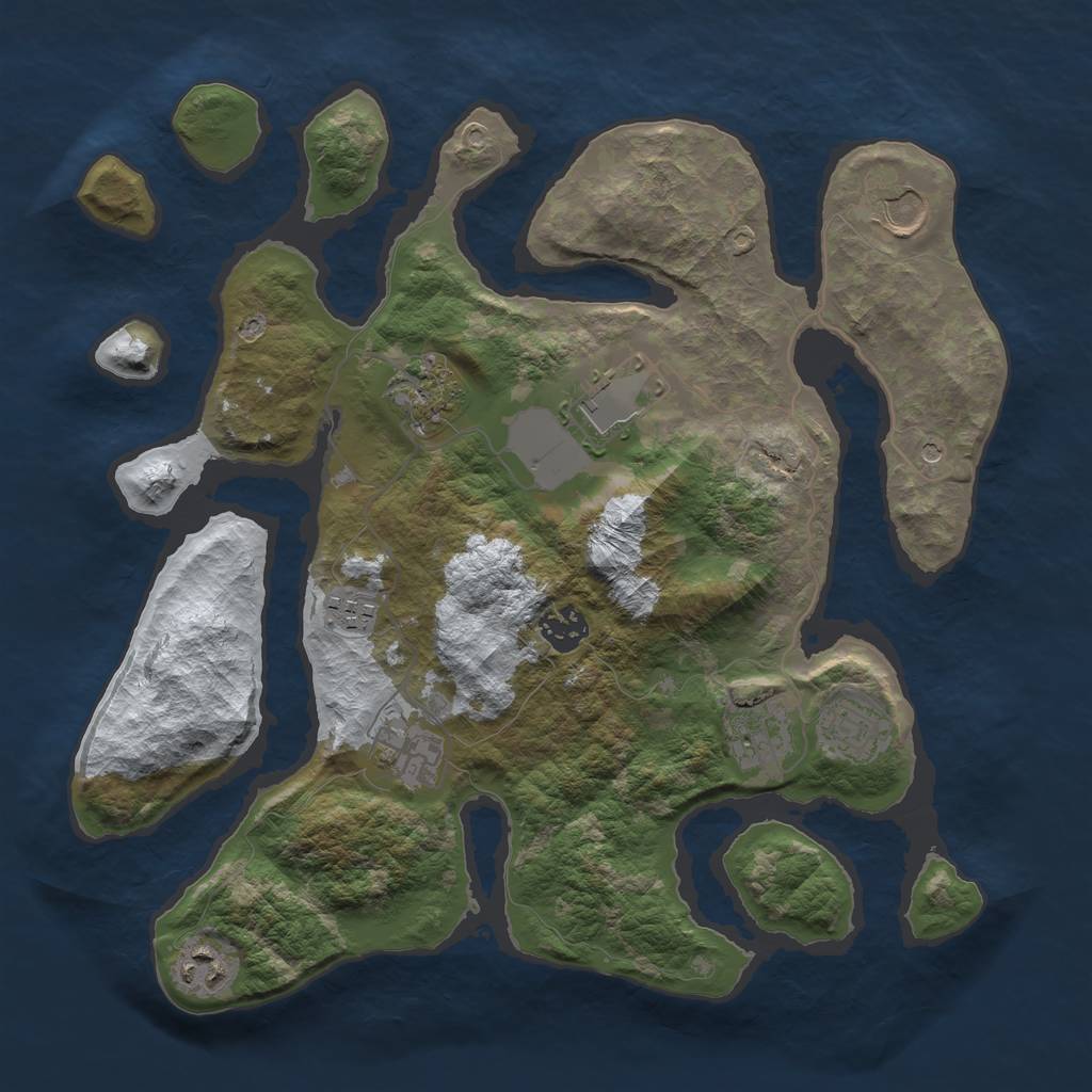 Rust Map: Barren, Size: 3500, Seed: 6145704, 12 Monuments