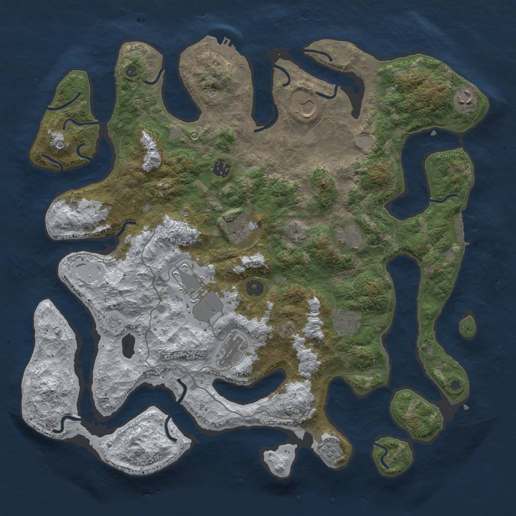 Rust Map: Procedural Map, Size: 4500, Seed: 1788817407, 18 Monuments