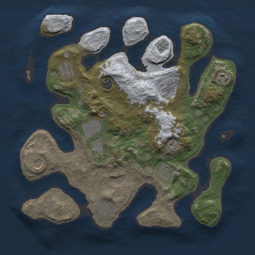 Rust Map: Barren, Size: 3500, Seed: 2898686, 12 Monuments