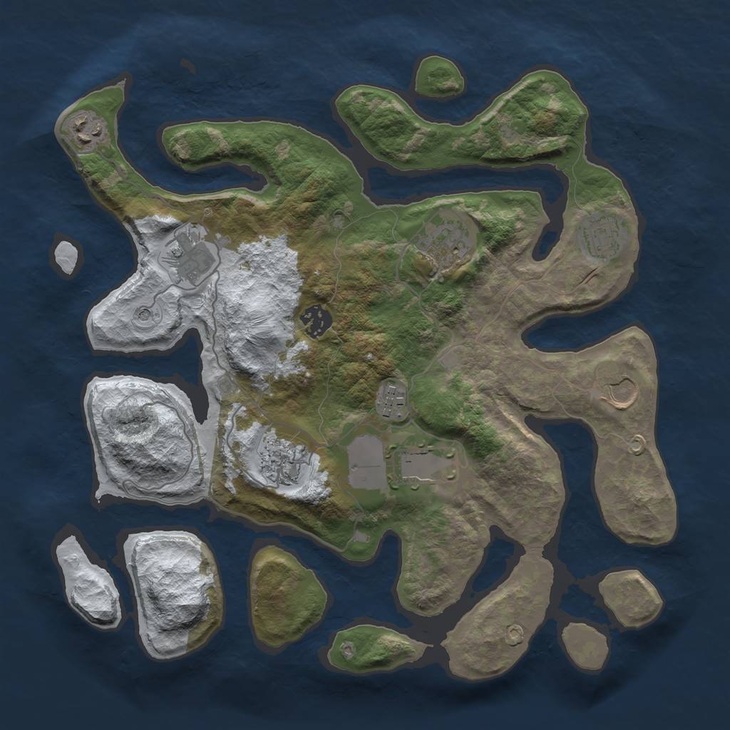 Rust Map: Barren, Size: 3500, Seed: 4529361, 12 Monuments