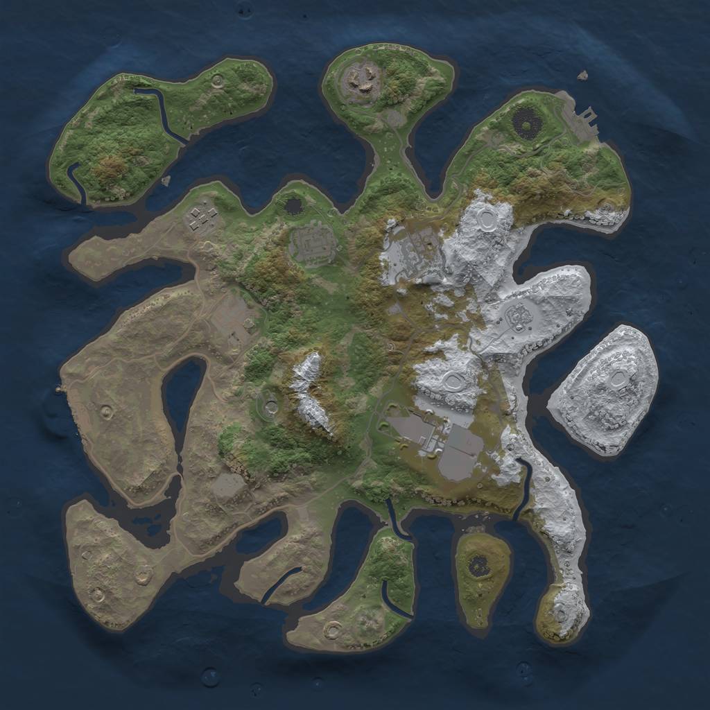 Rust Map: Procedural Map, Size: 3500, Seed: 4604286, 15 Monuments