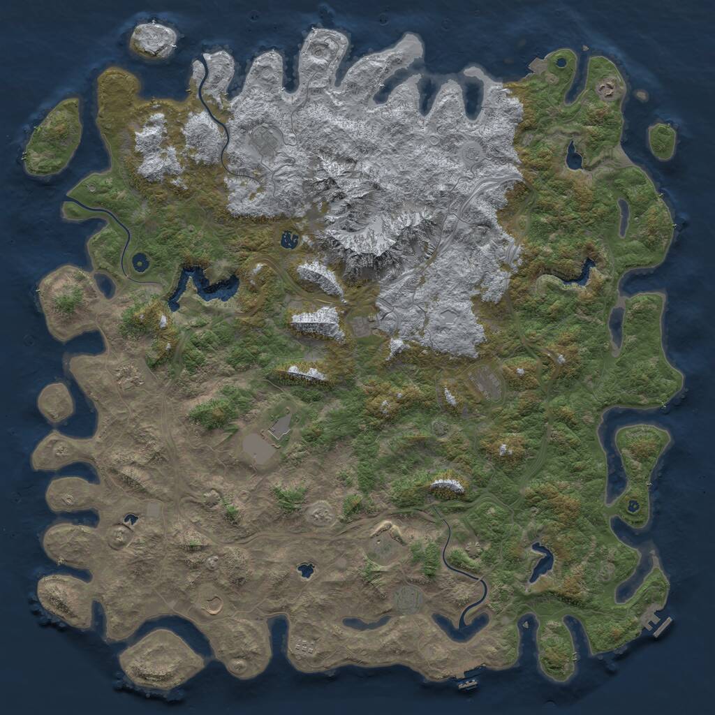 Rust Map: Procedural Map, Size: 6000, Seed: 32541345, 17 Monuments
