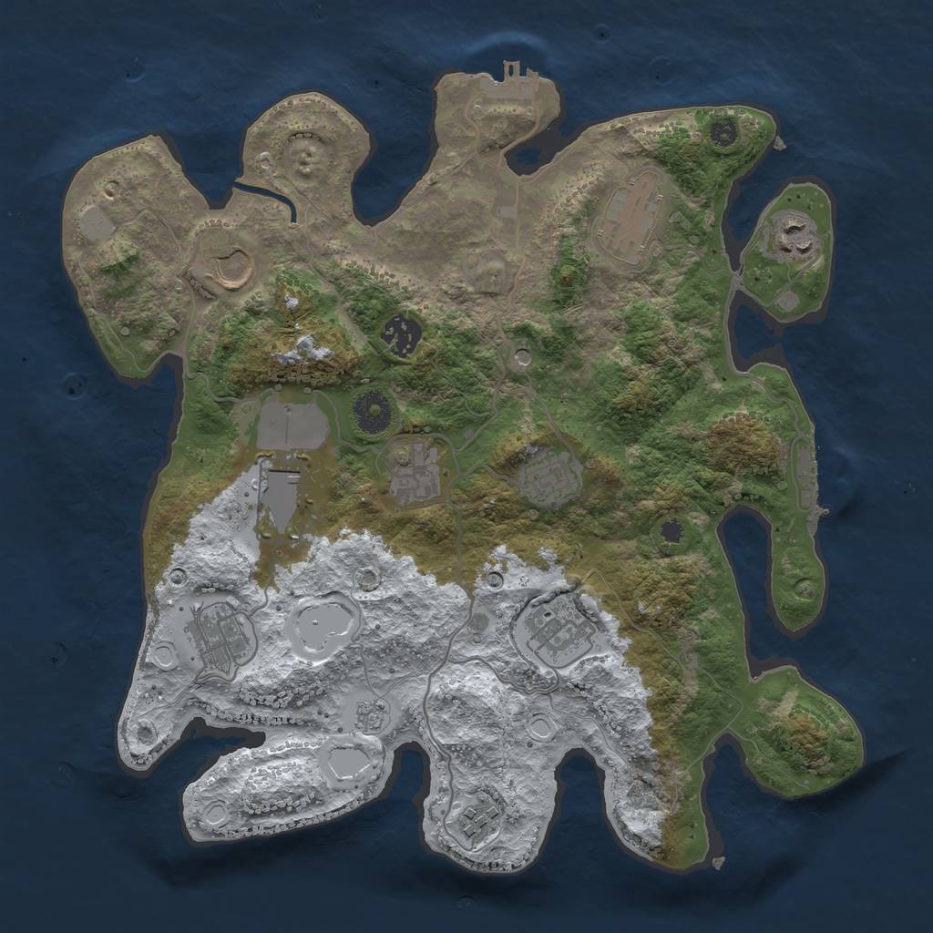 Rust Map: Procedural Map, Size: 3500, Seed: 4821545, 19 Monuments