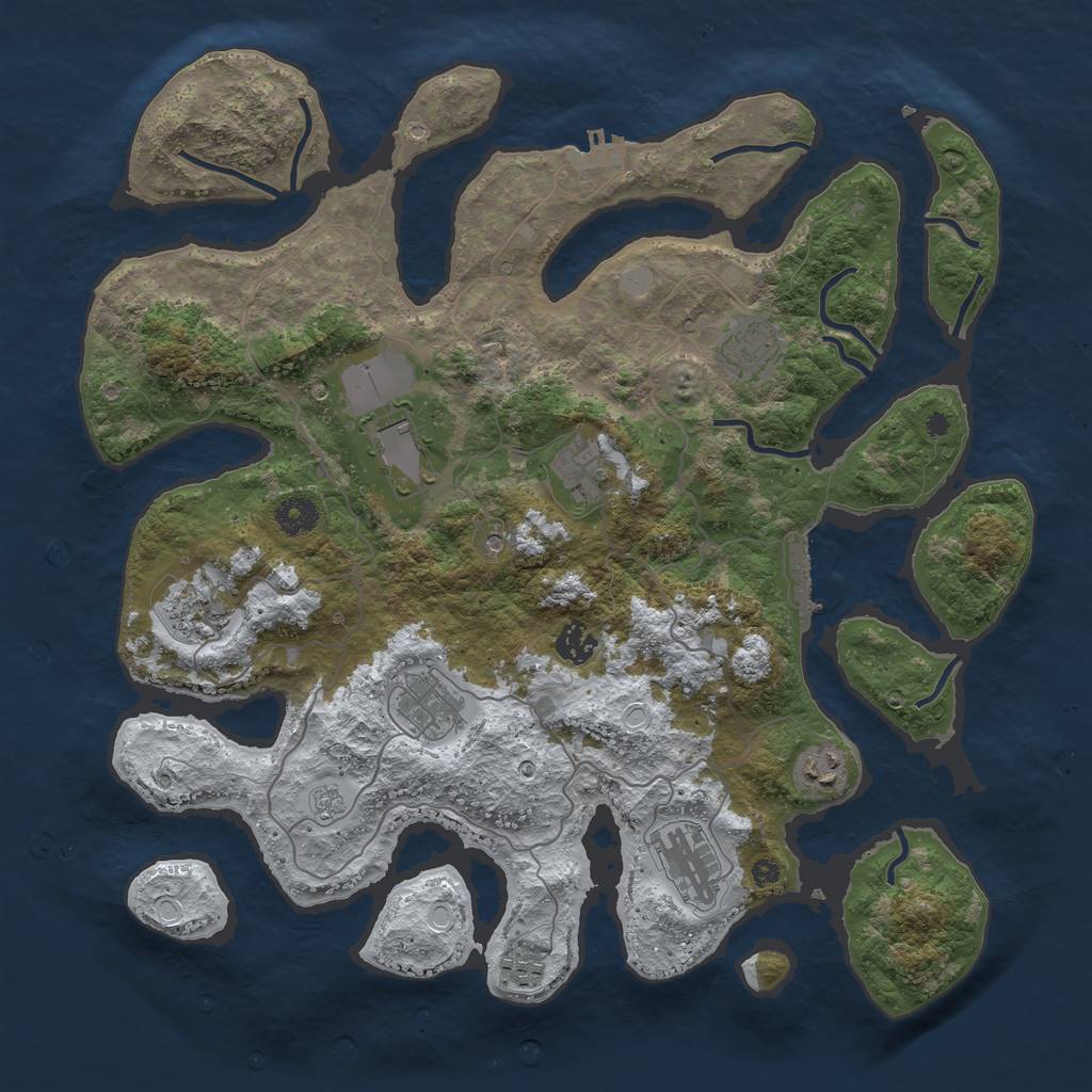 Rust Map: Procedural Map, Size: 4000, Seed: 1259324612, 18 Monuments