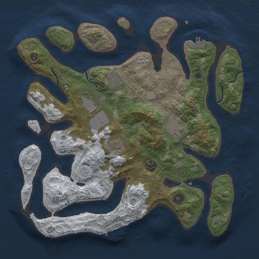 Rust Map: Procedural Map, Size: 3500, Seed: 710658, 15 Monuments