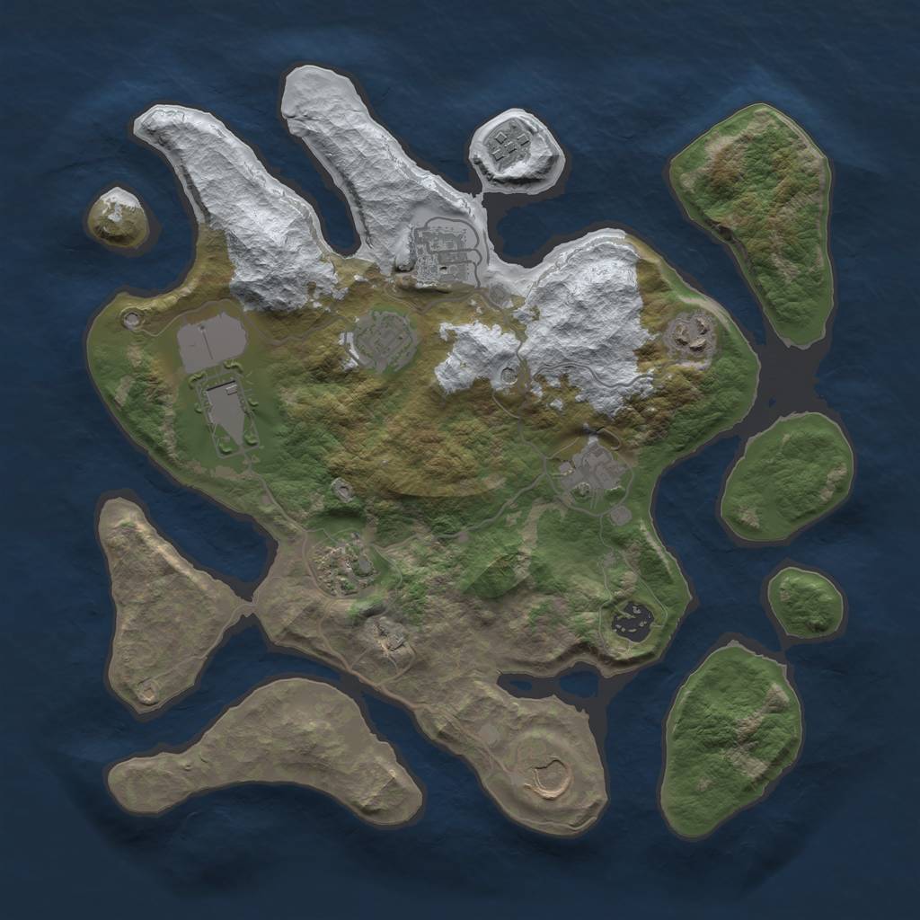 Rust Map: Barren, Size: 3500, Seed: 3376364, 12 Monuments