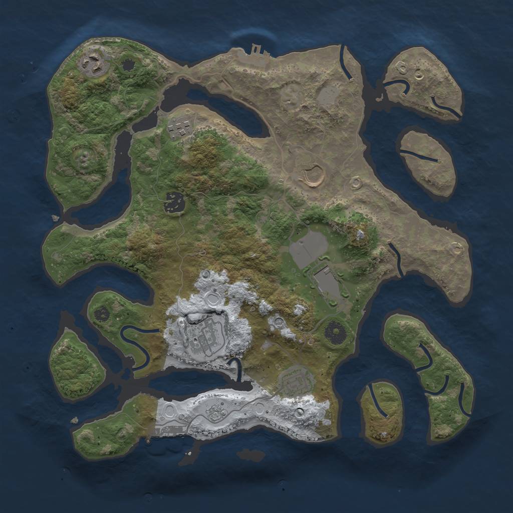 Rust Map: Procedural Map, Size: 3500, Seed: 1340367, 16 Monuments