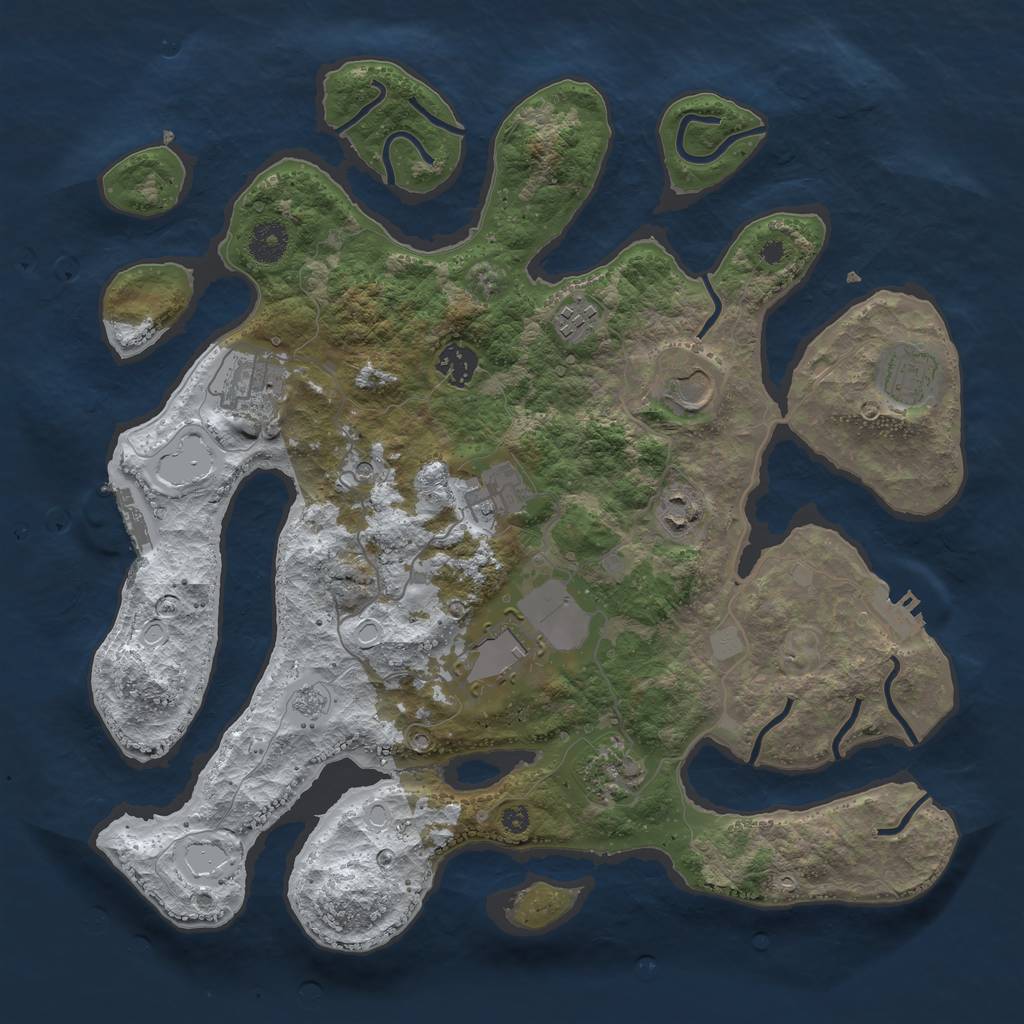 Rust Map: Procedural Map, Size: 3750, Seed: 6462467, 18 Monuments