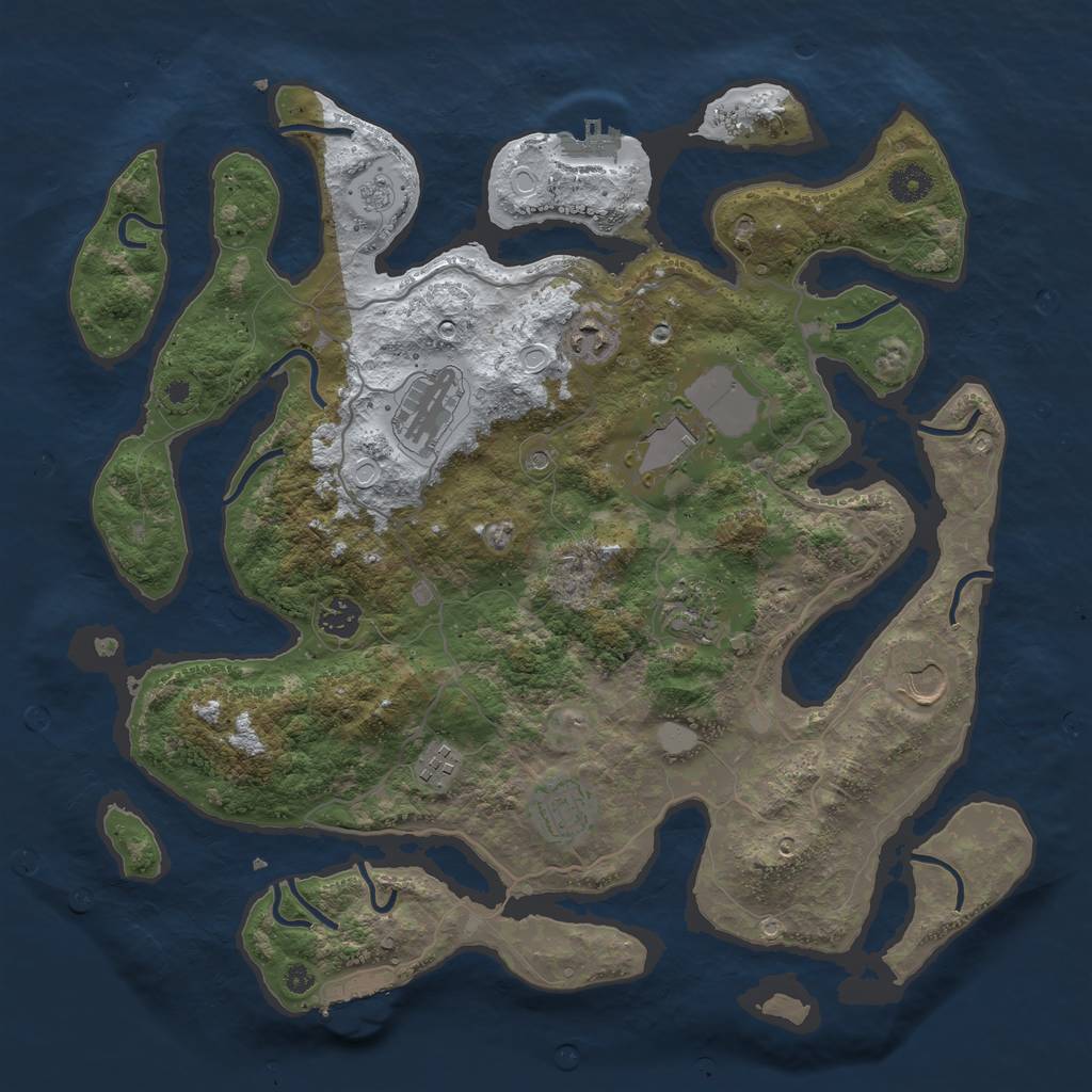 Rust Map: Procedural Map, Size: 4000, Seed: 21356984, 17 Monuments