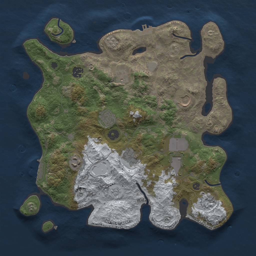 Rust Map: Procedural Map, Size: 3500, Seed: 797451, 18 Monuments