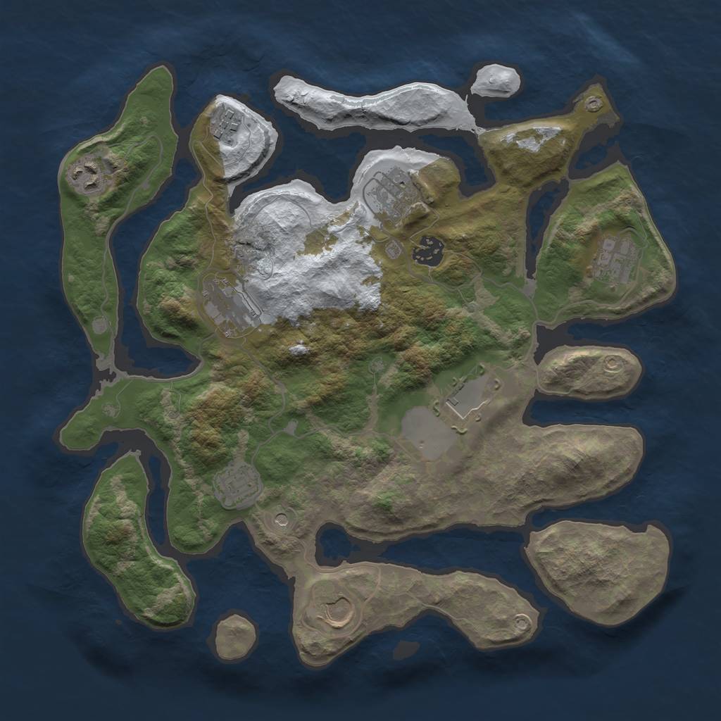 Rust Map: Barren, Size: 3500, Seed: 1916581, 12 Monuments