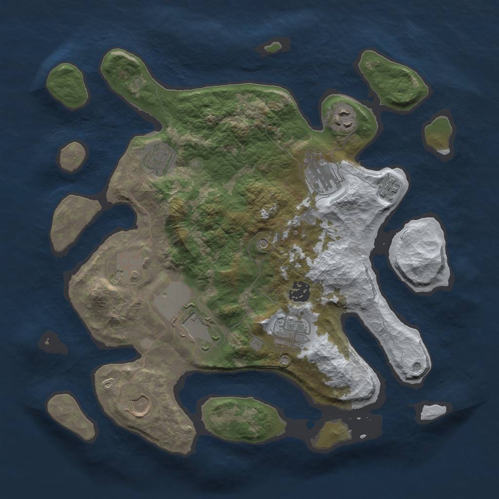 Rust Map: Barren, Size: 3500, Seed: 4984746, 12 Monuments