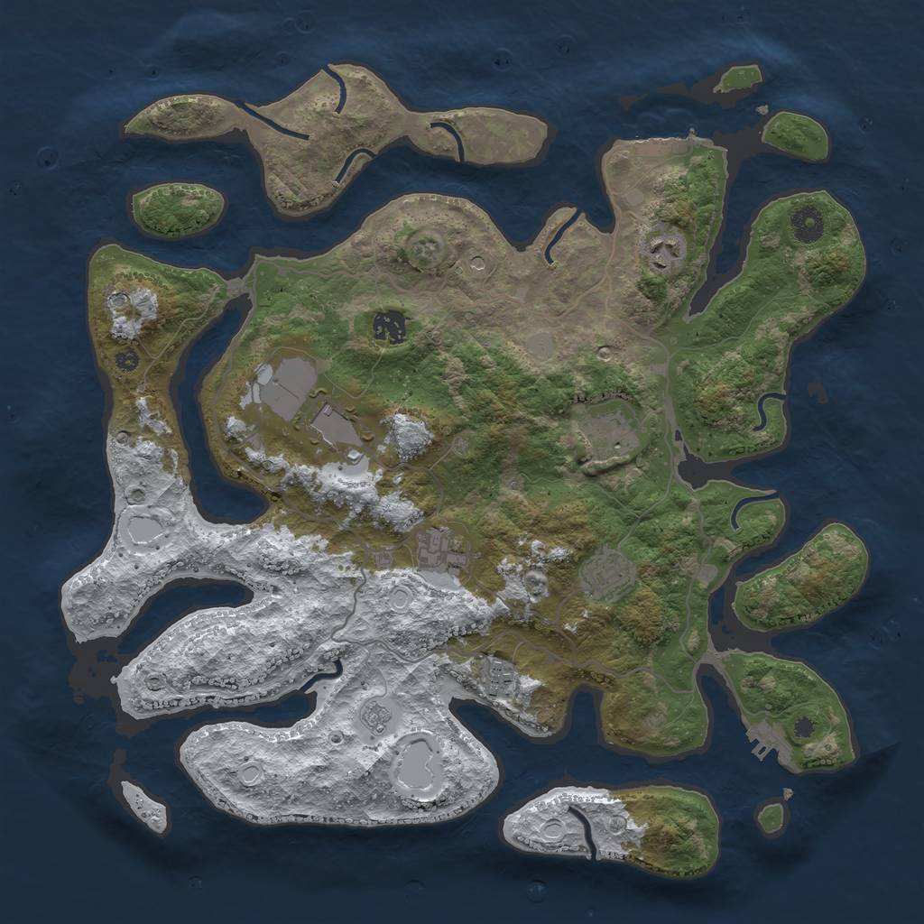 Rust Map: Procedural Map, Size: 4000, Seed: 2123613454, 16 Monuments
