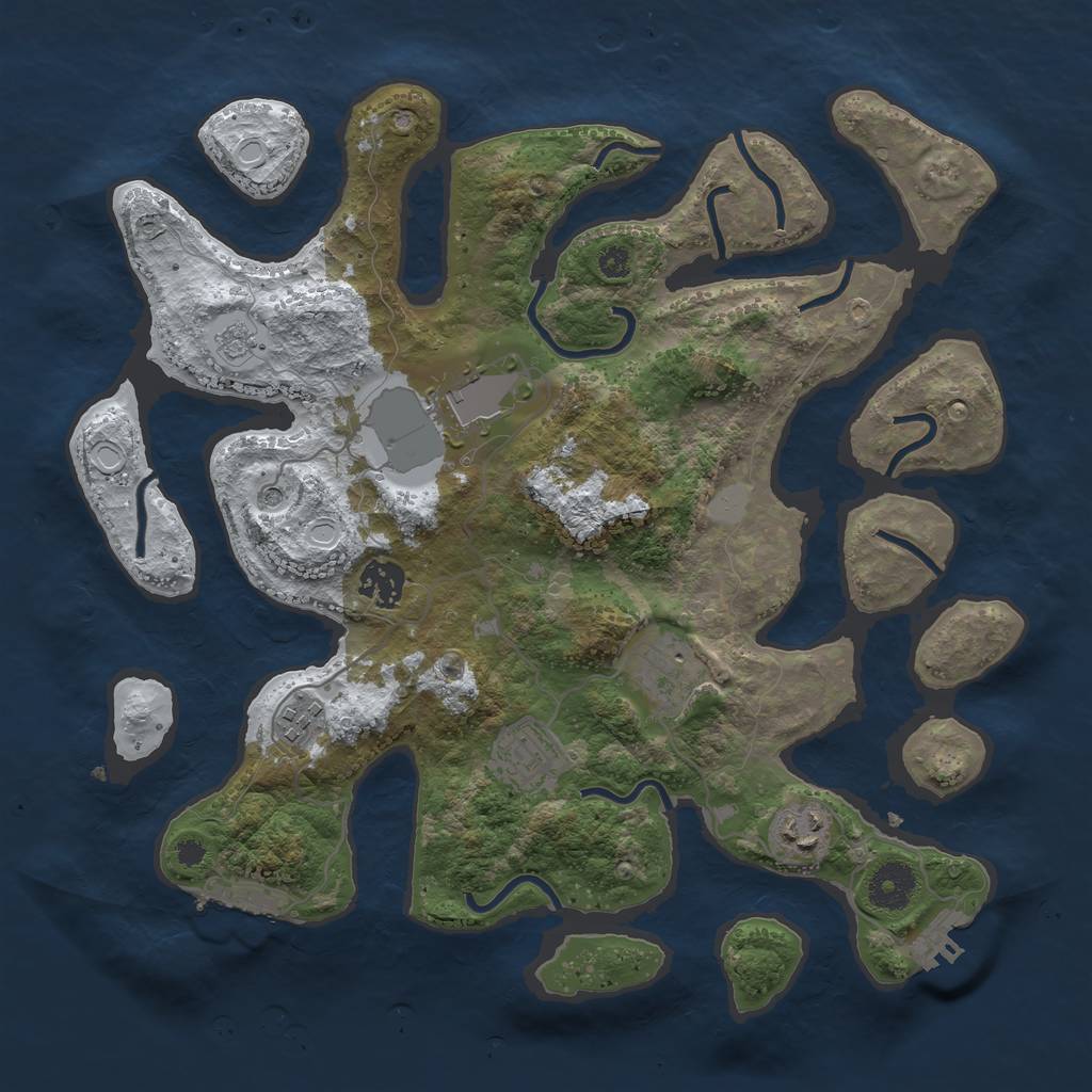 Rust Map: Procedural Map, Size: 3500, Seed: 5375738, 15 Monuments