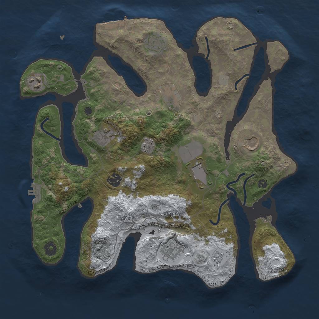 Rust Map: Procedural Map, Size: 3500, Seed: 312587, 18 Monuments