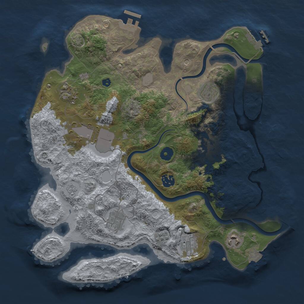Rust Map: Procedural Map, Size: 3500, Seed: 3931103, 15 Monuments