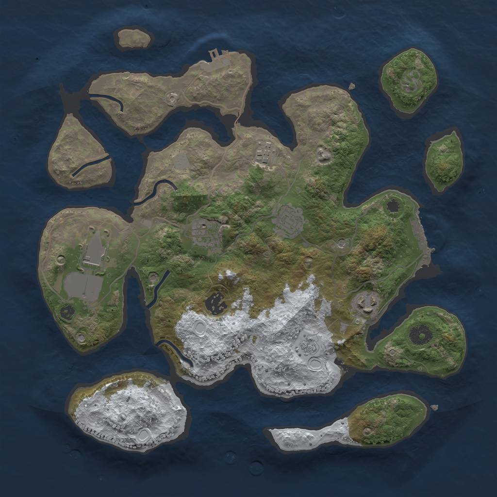 Rust Map: Procedural Map, Size: 3500, Seed: 790962, 15 Monuments