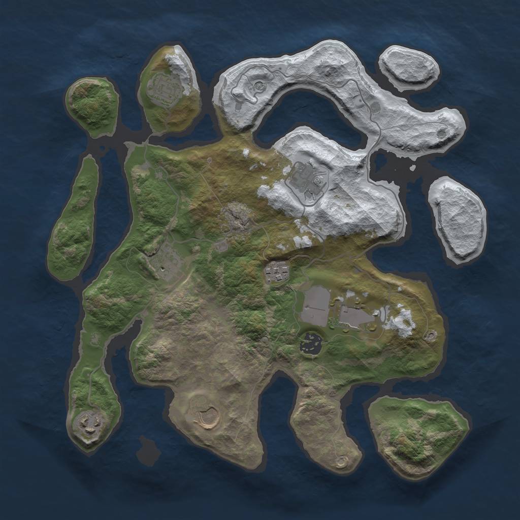Rust Map: Barren, Size: 3500, Seed: 50520, 11 Monuments