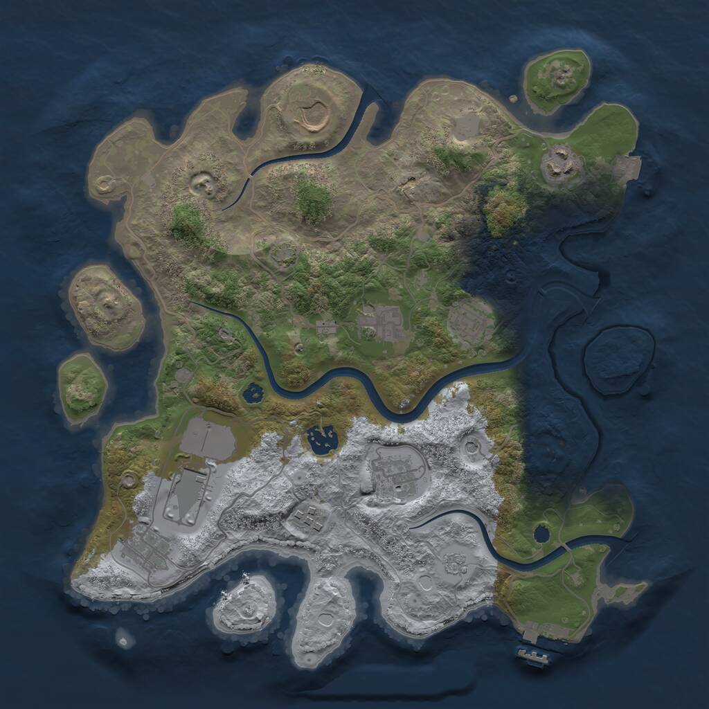 Rust Map: Procedural Map, Size: 3500, Seed: 6028575, 14 Monuments