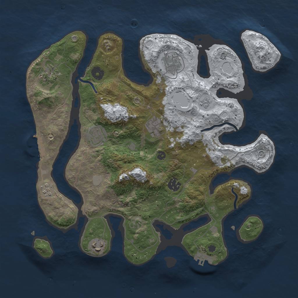 Rust Map: Procedural Map, Size: 3500, Seed: 5484478, 16 Monuments