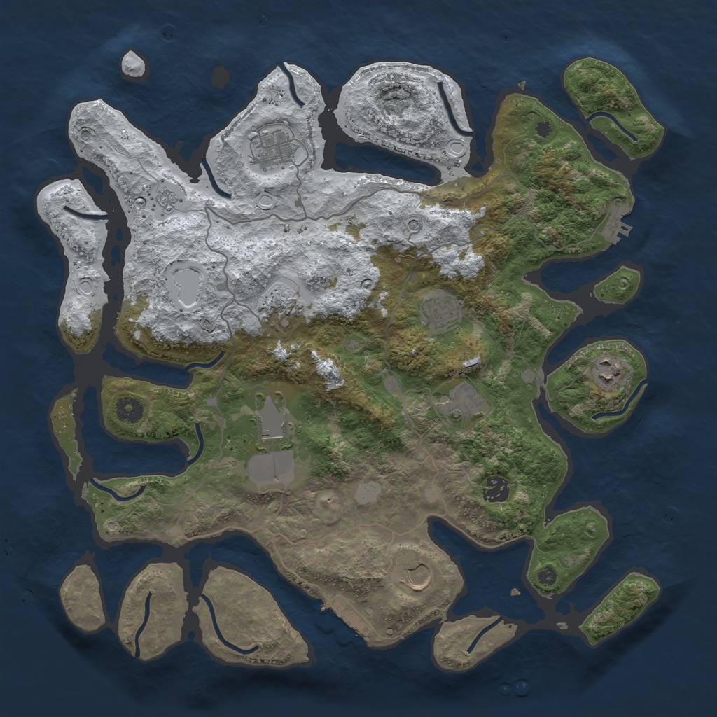 Rust Map: Procedural Map, Size: 4000, Seed: 1155744582, 17 Monuments