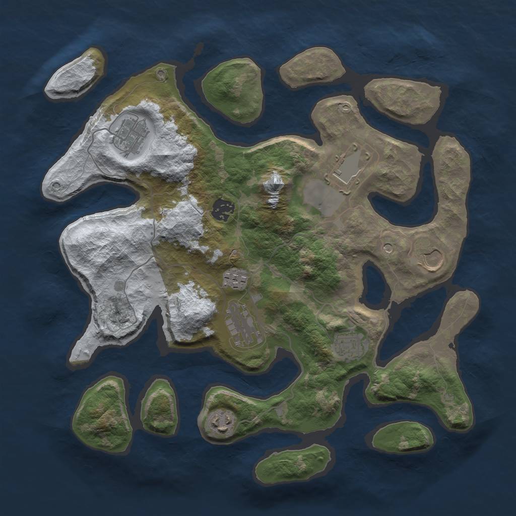 Rust Map: Barren, Size: 3500, Seed: 6335667, 11 Monuments