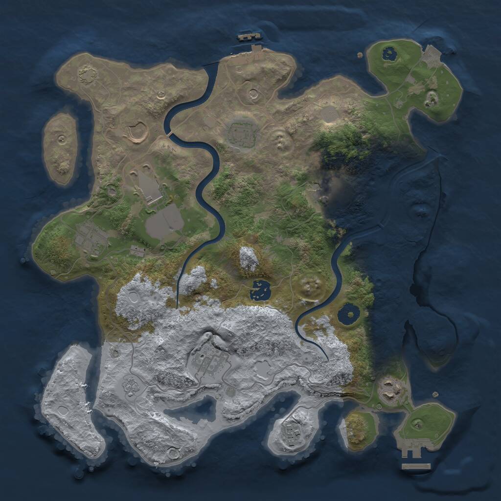 Rust Map: Procedural Map, Size: 3500, Seed: 432175622, 15 Monuments