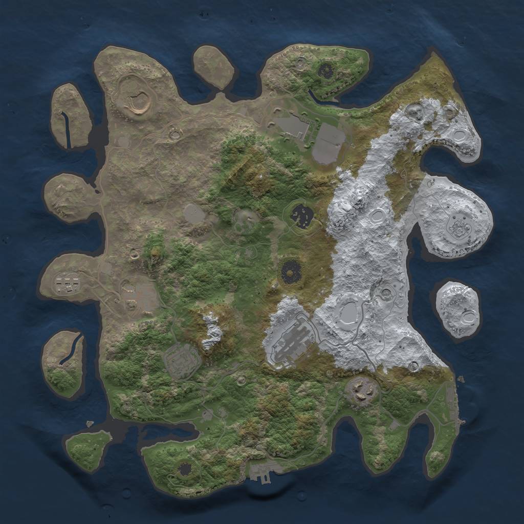 Rust Map: Procedural Map, Size: 3500, Seed: 3724, 17 Monuments