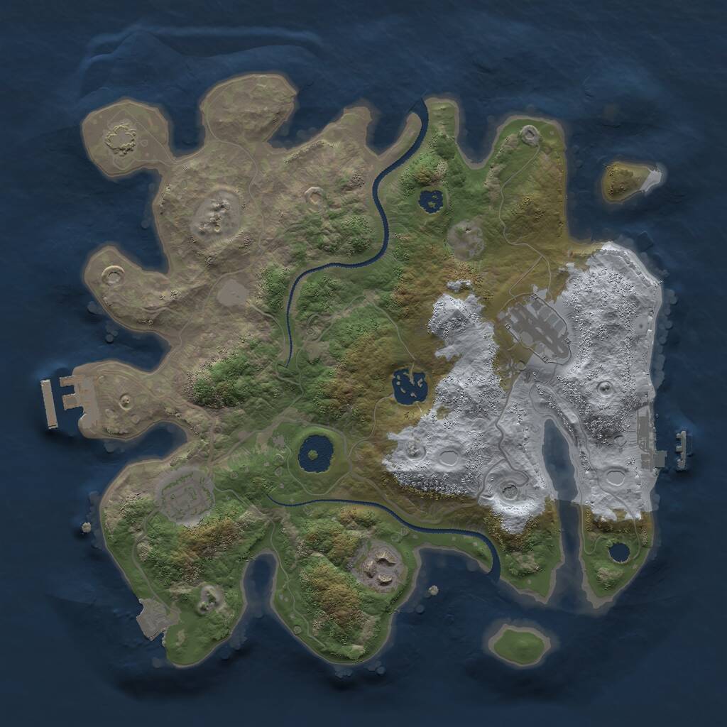 Rust Map: Procedural Map, Size: 3000, Seed: 1183178724, 9 Monuments