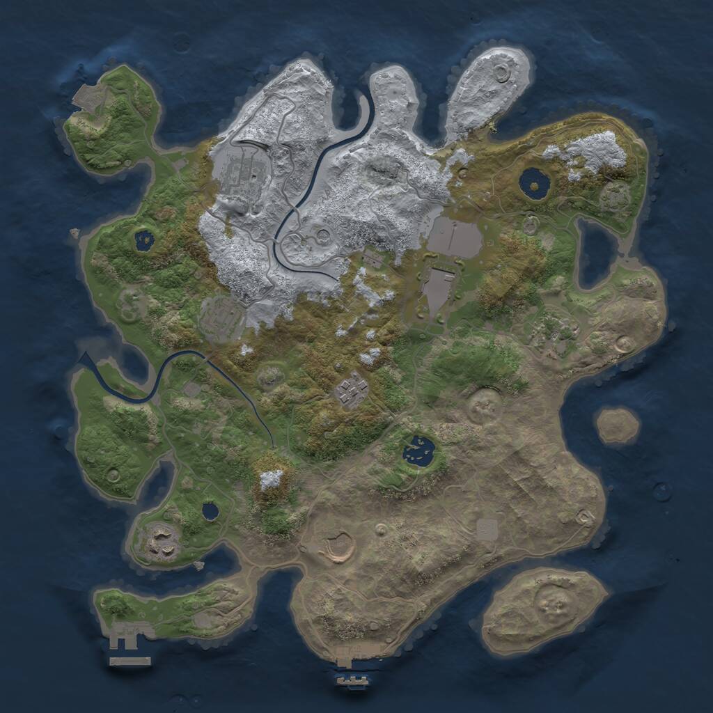 Rust Map: Procedural Map, Size: 3500, Seed: 863792, 13 Monuments