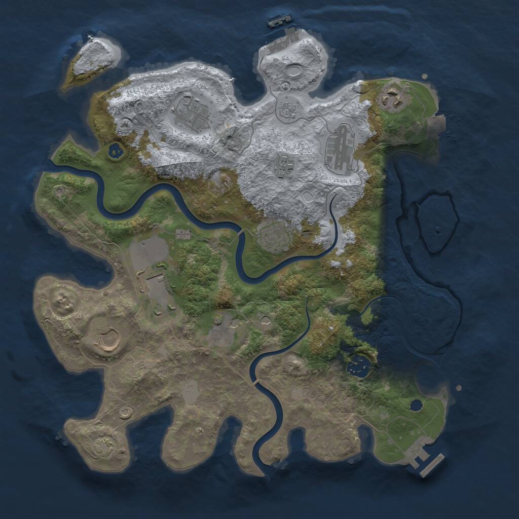 Rust Map: Procedural Map, Size: 3500, Seed: 2467548, 15 Monuments