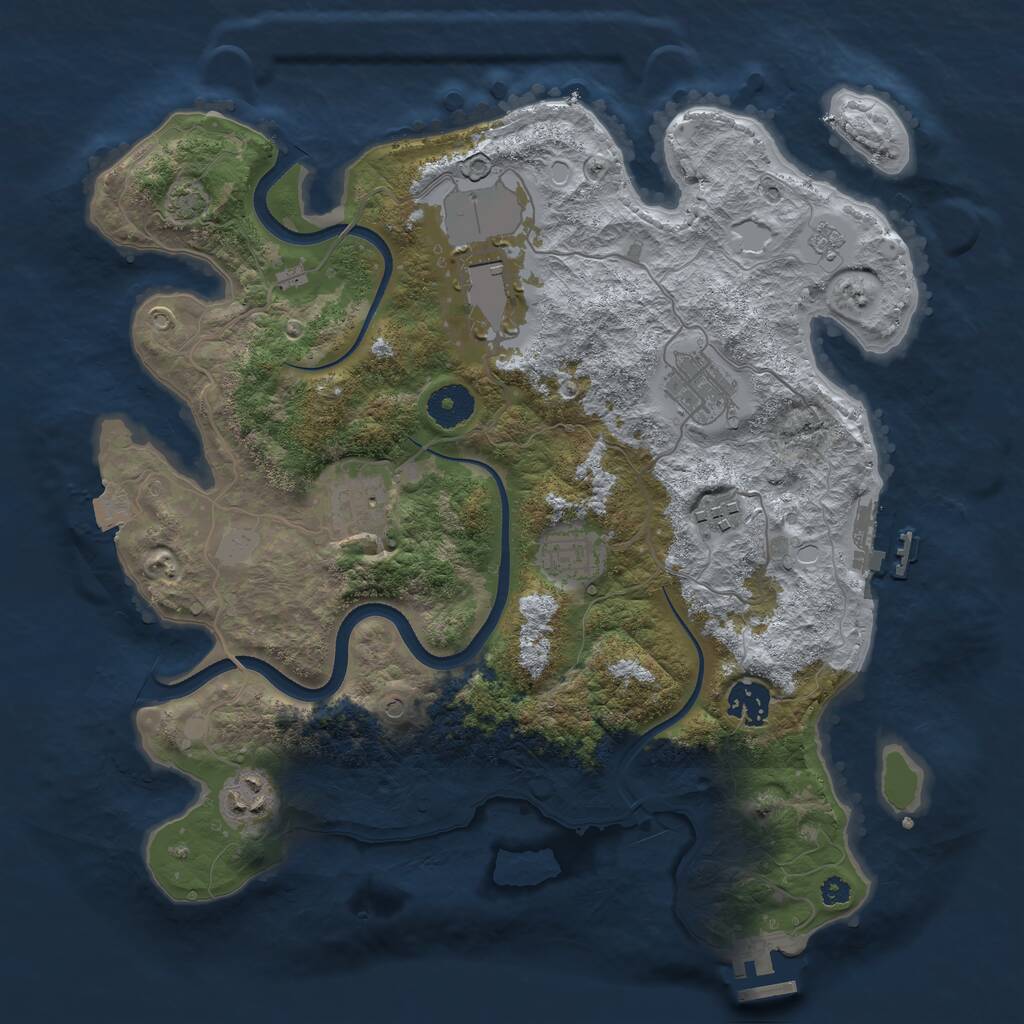 Rust Map: Procedural Map, Size: 3500, Seed: 61824, 13 Monuments