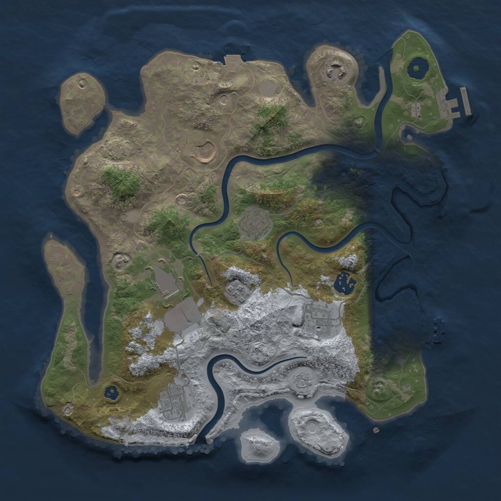 Rust Map: Procedural Map, Size: 3500, Seed: 5733474, 14 Monuments