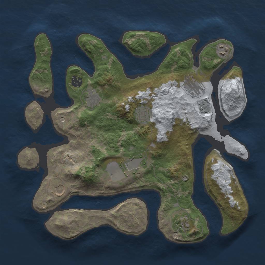 Rust Map: Barren, Size: 3500, Seed: 3371169, 12 Monuments
