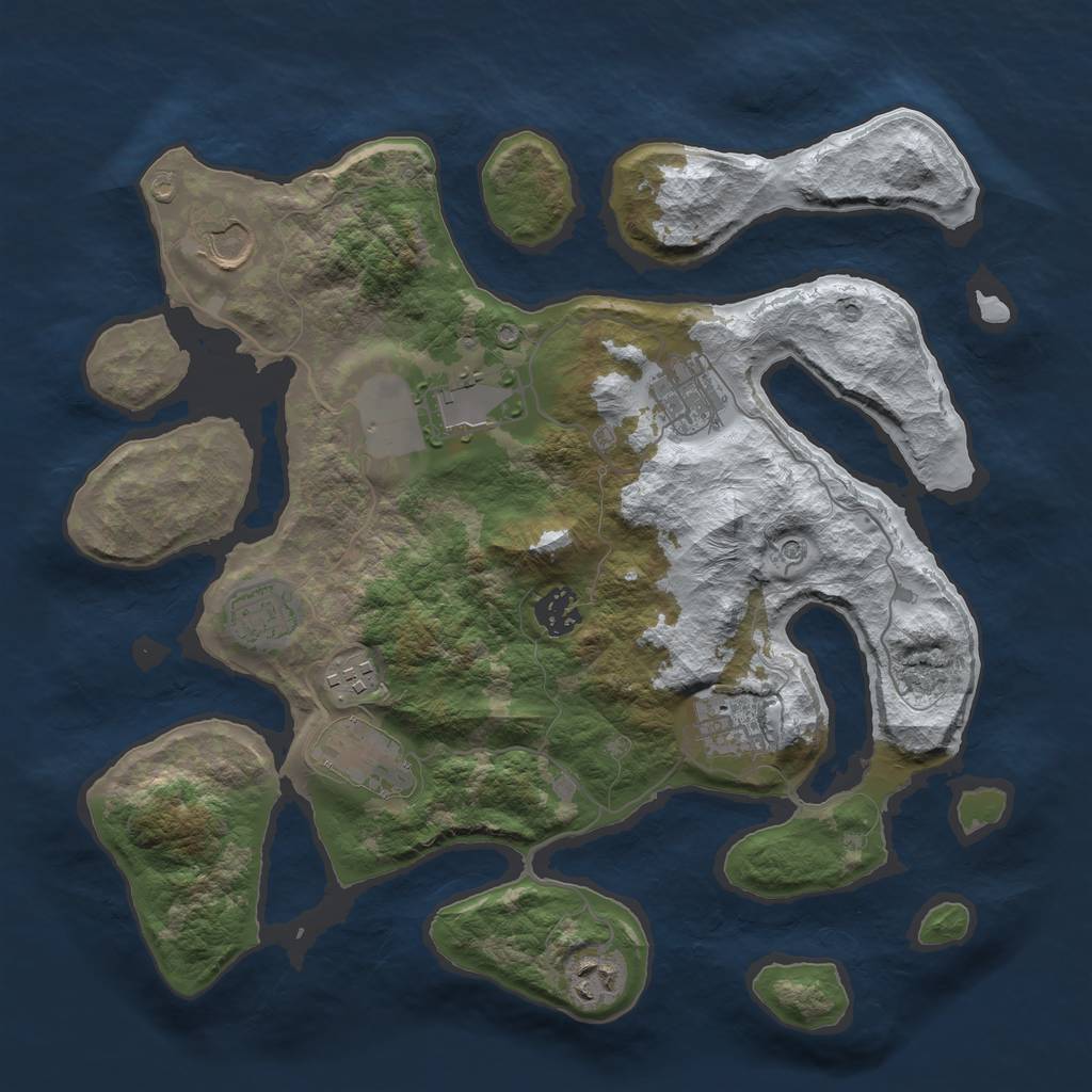 Rust Map: Barren, Size: 3500, Seed: 1511570, 12 Monuments