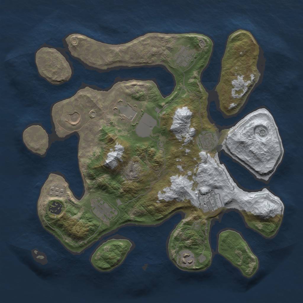 Rust Map: Barren, Size: 3500, Seed: 5597608, 12 Monuments