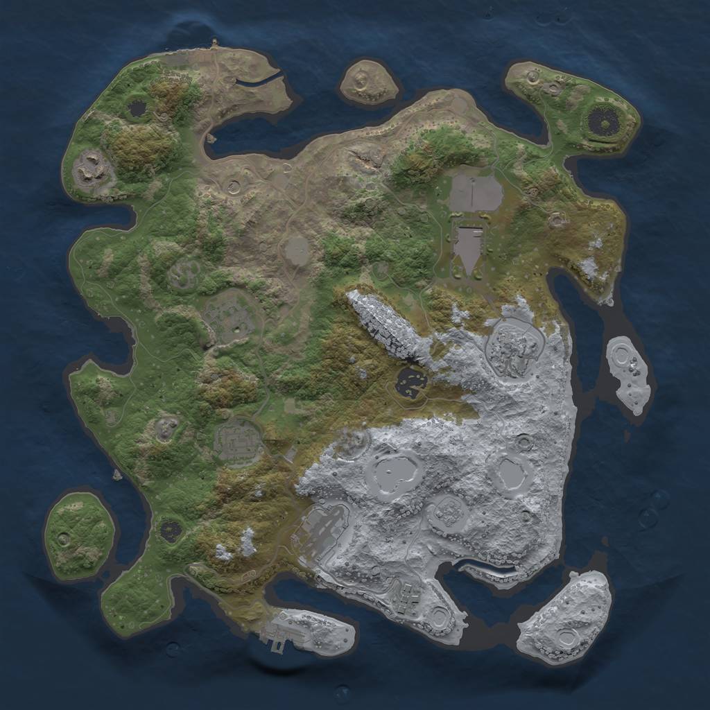 Rust Map: Procedural Map, Size: 3500, Seed: 2314683, 17 Monuments