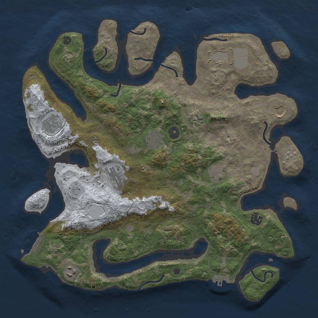 Rust Map: Procedural Map, Size: 4050, Seed: 1628523264, 19 Monuments